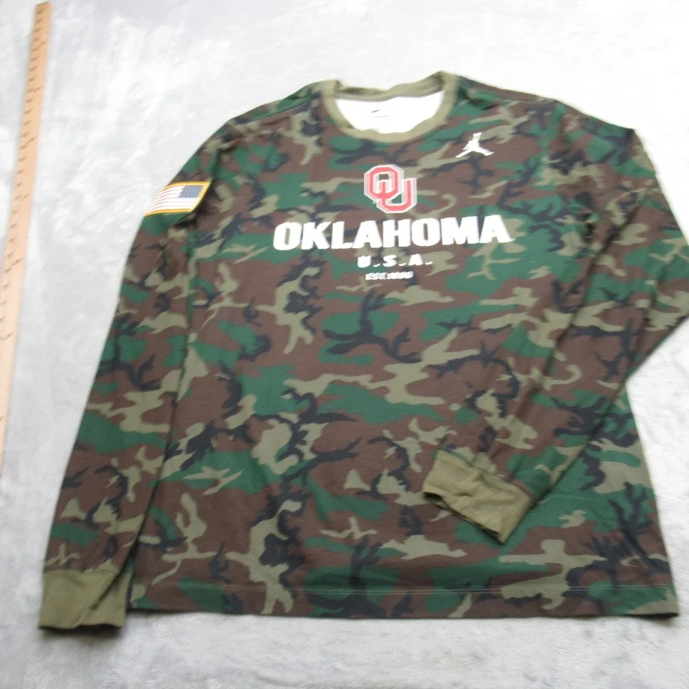 Oklahoma‎ Sooners Nike Shirt Mens Medium Green Camo Dri-FIT Long Sleeve NCAA